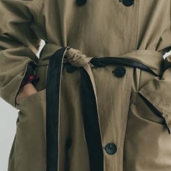 ZARA REVERSIBLE TRENCH COAT ZW COLLECTION BROWN ECRU NEW - Picture 8 of 11